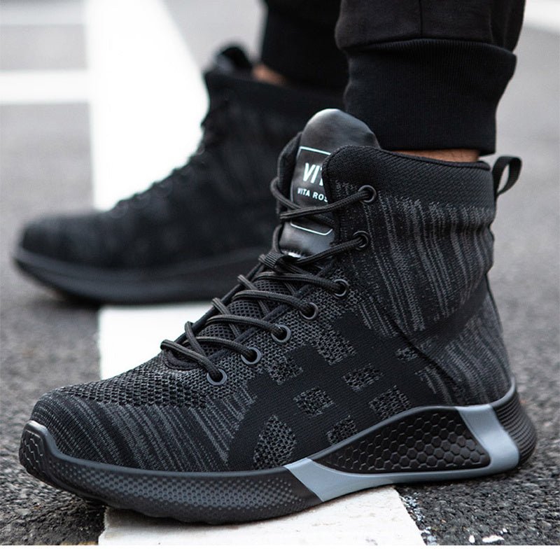 Exclusive Warm Thickened Breathable Lace-up Safety Shoes — Black Velvet — Size Size36 — Detail View
