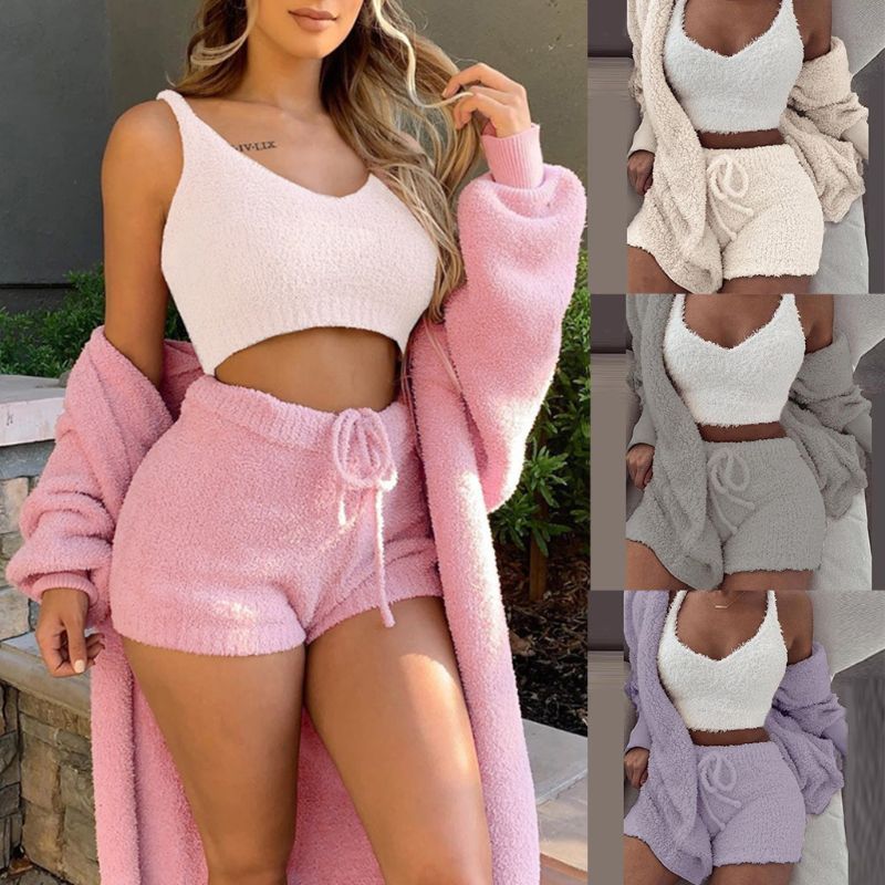 Exclusive Winter Sexy Women Home Wear Suit — Red — Size S — Front View