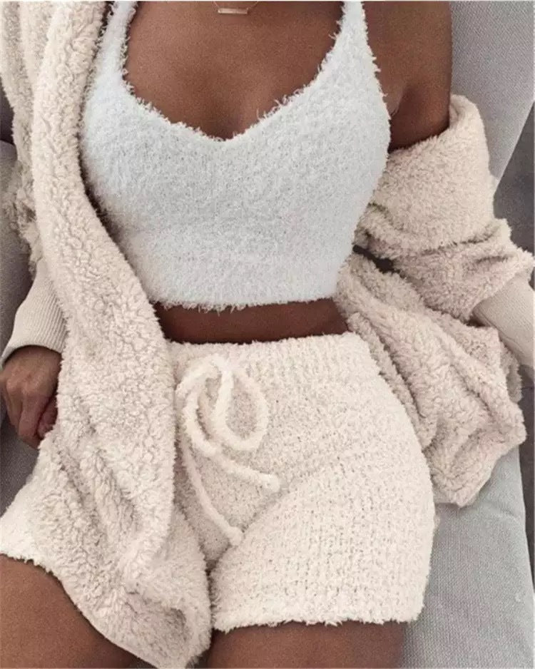Exclusive Winter Sexy Women Home Wear Suit — Red — Size S — Back View