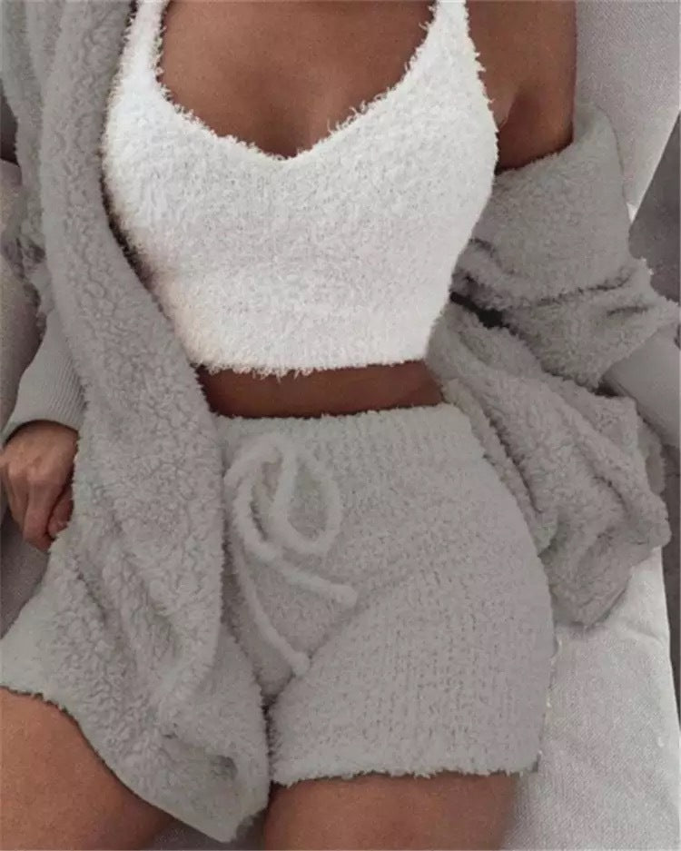 Exclusive Winter Sexy Women Home Wear Suit — Red — Size S — Top View