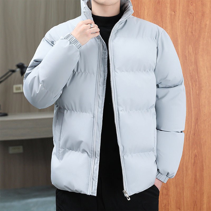 Exclusive Winter Stand-collar Cotton Coat — Black — Size S — Top View