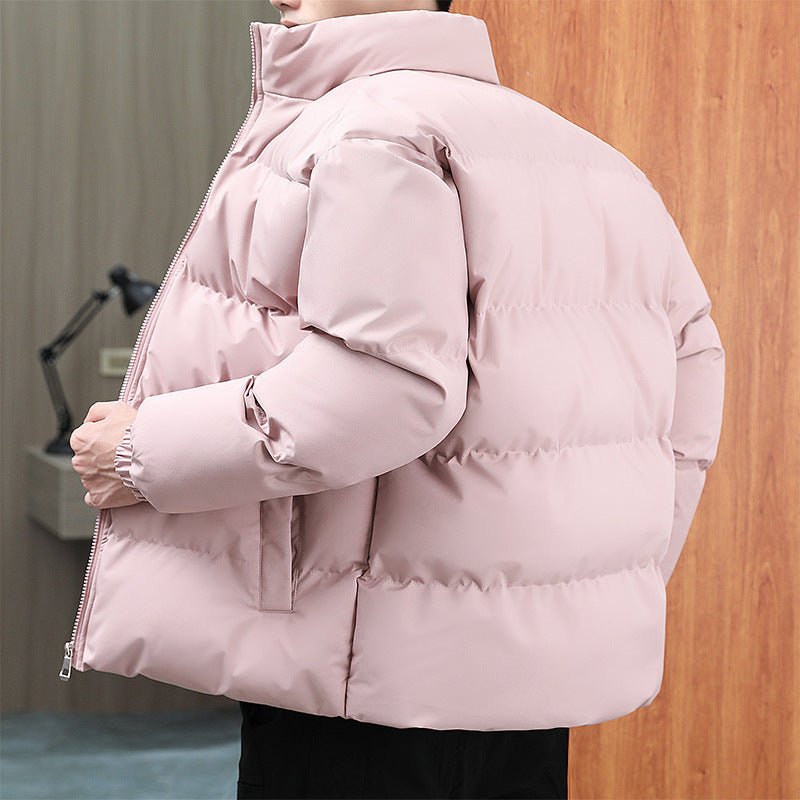 Exclusive Winter Stand-collar Cotton Coat — Black — Size S — Back View