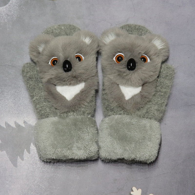 Exclusive Winter Women's Plush Cartoon Animal Gloves — Black Panda — Size Adult Gloves — Alternate View 22