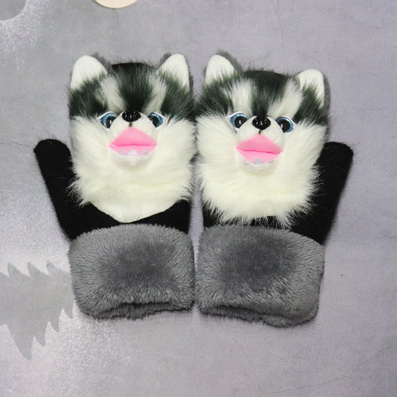 Exclusive Winter Women's Plush Cartoon Animal Gloves — Black Panda — Size Adult Gloves — Alternate View 18