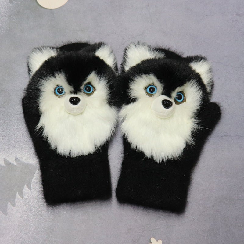 Exclusive Winter Women's Plush Cartoon Animal Gloves — Black Panda — Size Adult Gloves — Alternate View 23