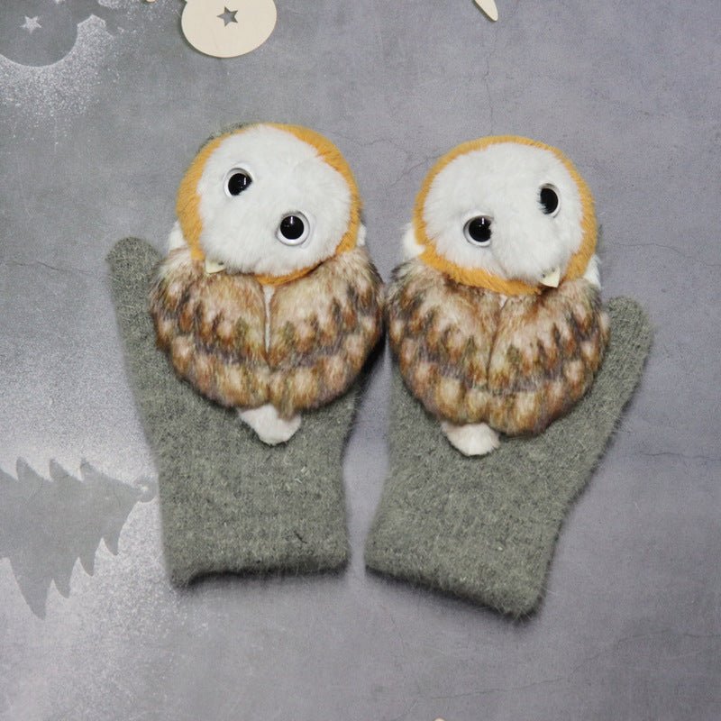Exclusive Winter Women's Plush Cartoon Animal Gloves — Black Panda — Size Adult Gloves — Alternate View 24