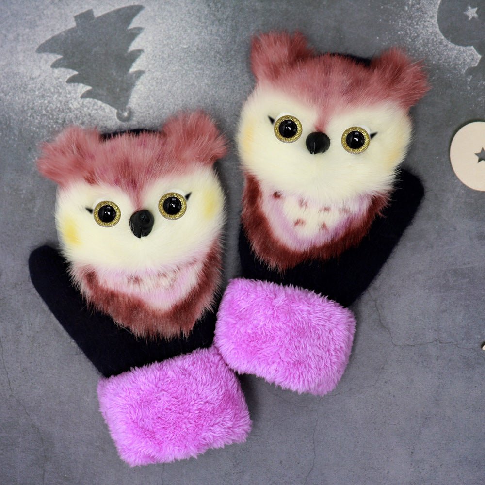Exclusive Winter Women's Plush Cartoon Animal Gloves — Black Panda — Size Adult Gloves — Alternate View 13