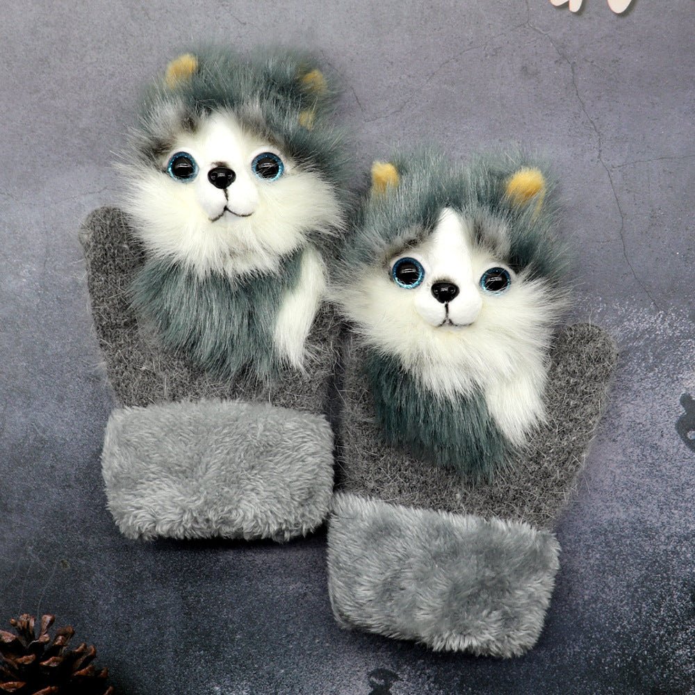Exclusive Winter Women's Plush Cartoon Animal Gloves — Black Panda — Size Adult Gloves — Alternate View 10