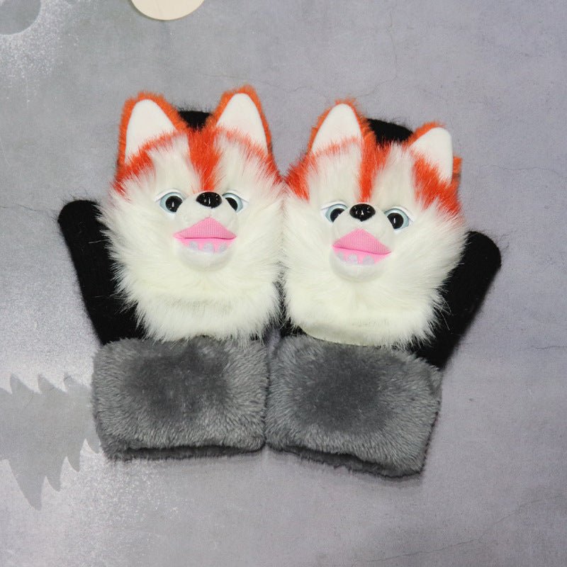 Exclusive Winter Women's Plush Cartoon Animal Gloves — Black Panda — Size Adult Gloves — Alternate View 17