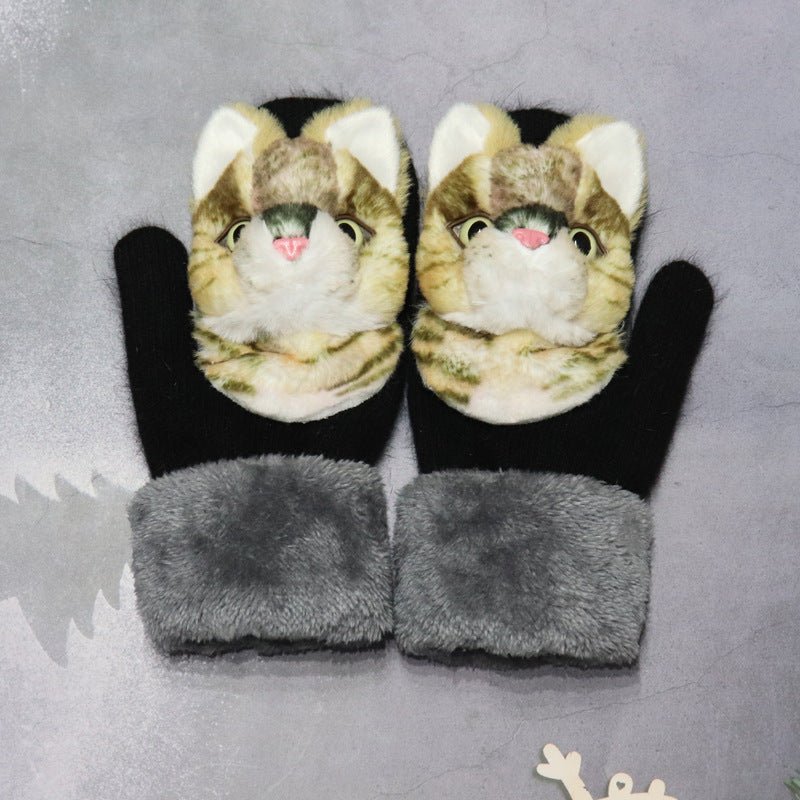 Exclusive Winter Women's Plush Cartoon Animal Gloves — Black Panda — Size Adult Gloves — Alternate View 20