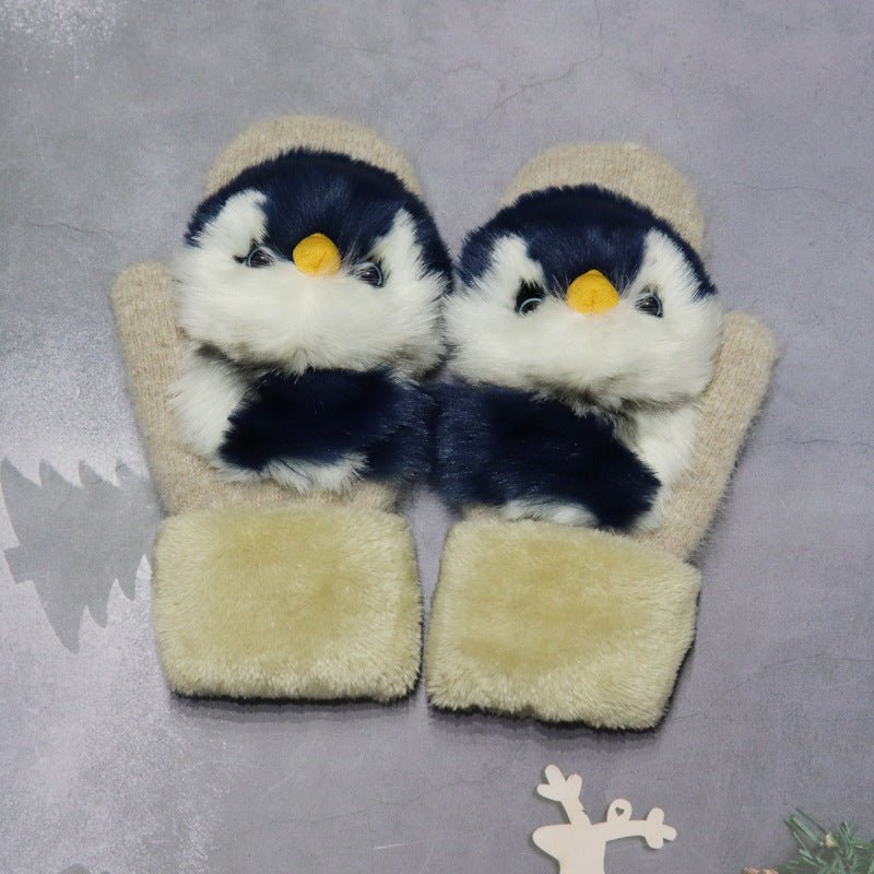Exclusive Winter Women's Plush Cartoon Animal Gloves — Black Panda — Size Adult Gloves — Alternate View 21