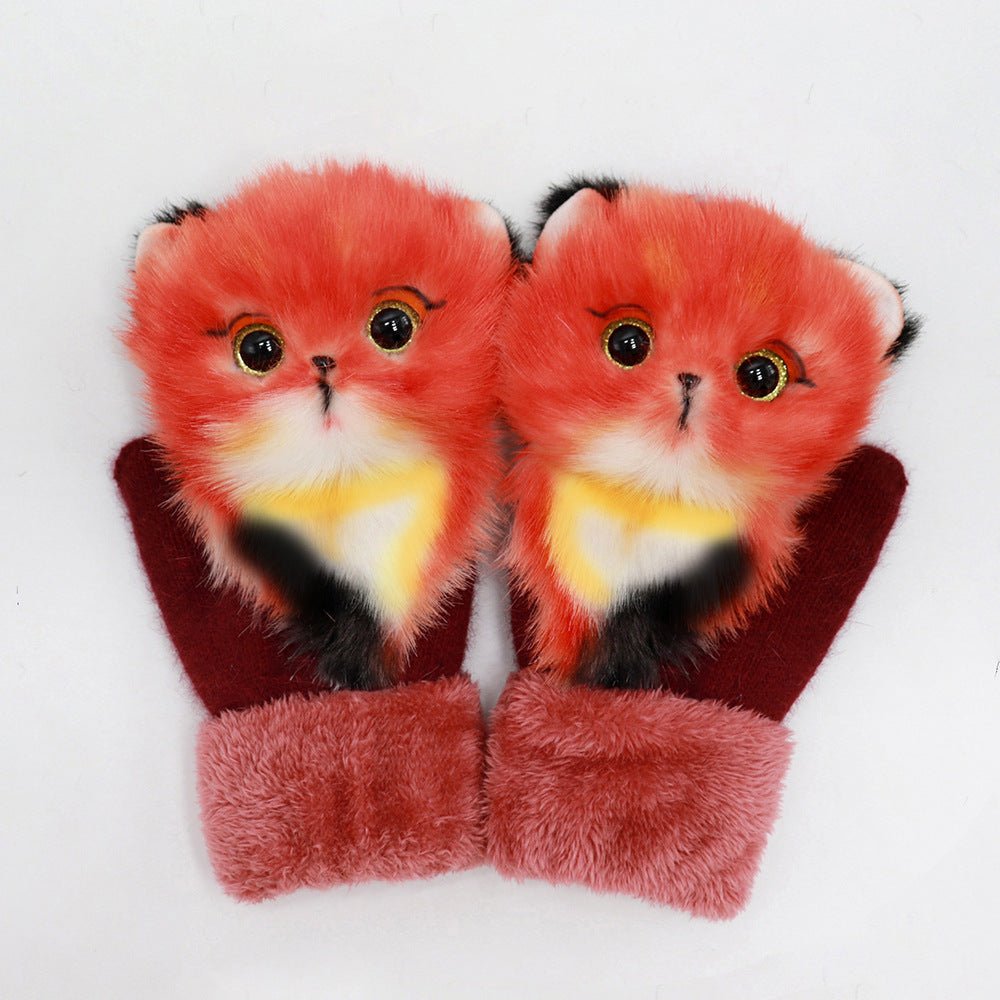 Exclusive Winter Women's Plush Cartoon Animal Gloves — Black Panda — Size Adult Gloves — Alternate View 8