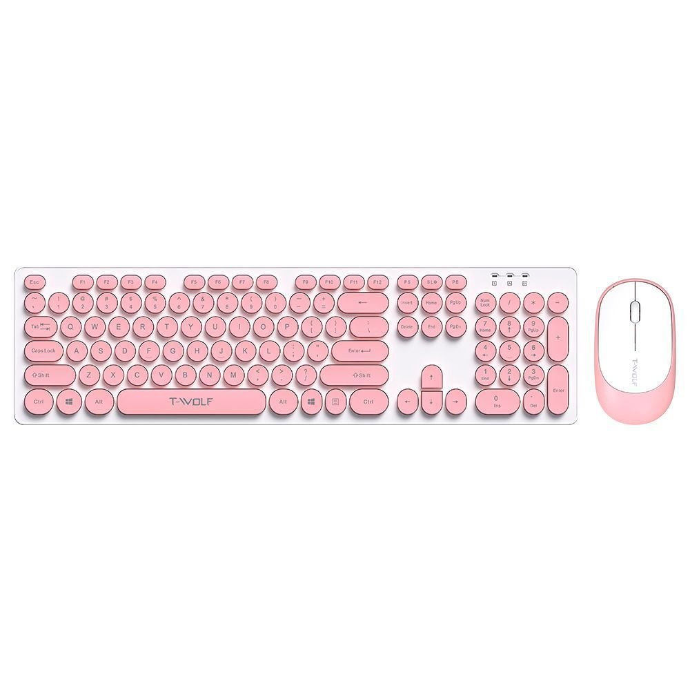 Exclusive Wireless Set Keyboard And Mouse — Pink — Side View
