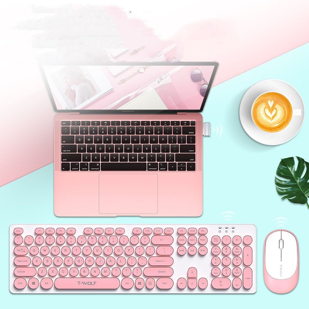 Exclusive Wireless Set Keyboard And Mouse — Pink — Detail View