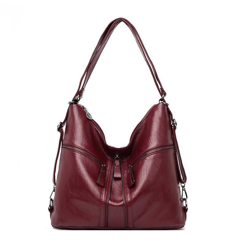 Exclusive Women's Fashion Shoulder Messenger Bag — Burgundy — Detail View