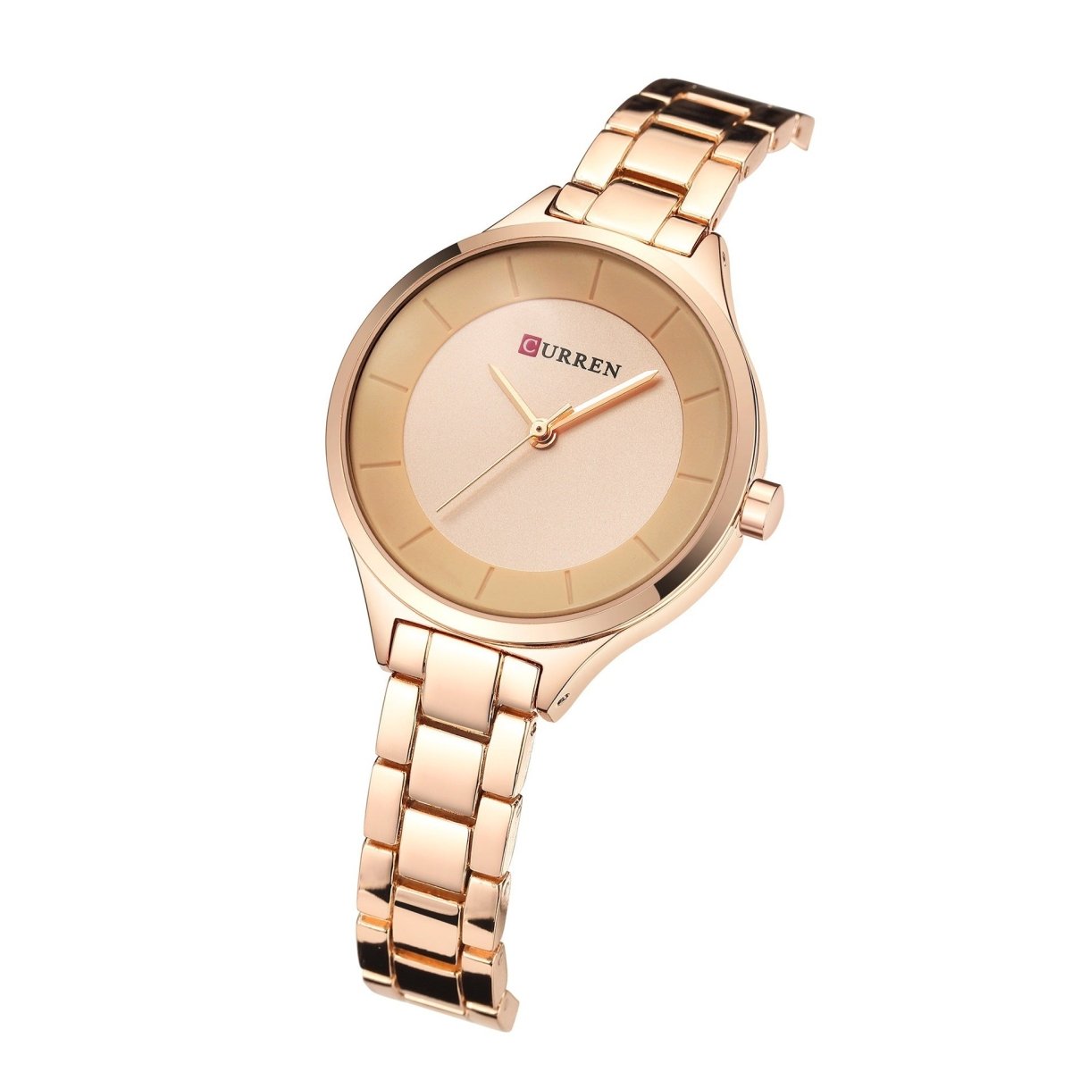 Exclusive Women's Korean-style Casual Watch — Rose Shell Black — Top View