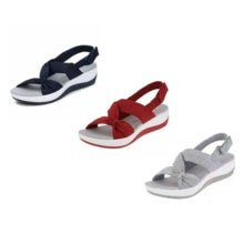 Exclusive Women's Simple Fish Mouth Roman Sandals — Grey — Size 35 — Back View