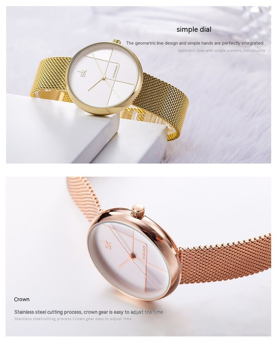 Exclusive Women's Simple Geometric Quartz Watch — 11K0105L01SK Silver — Alternate View 9