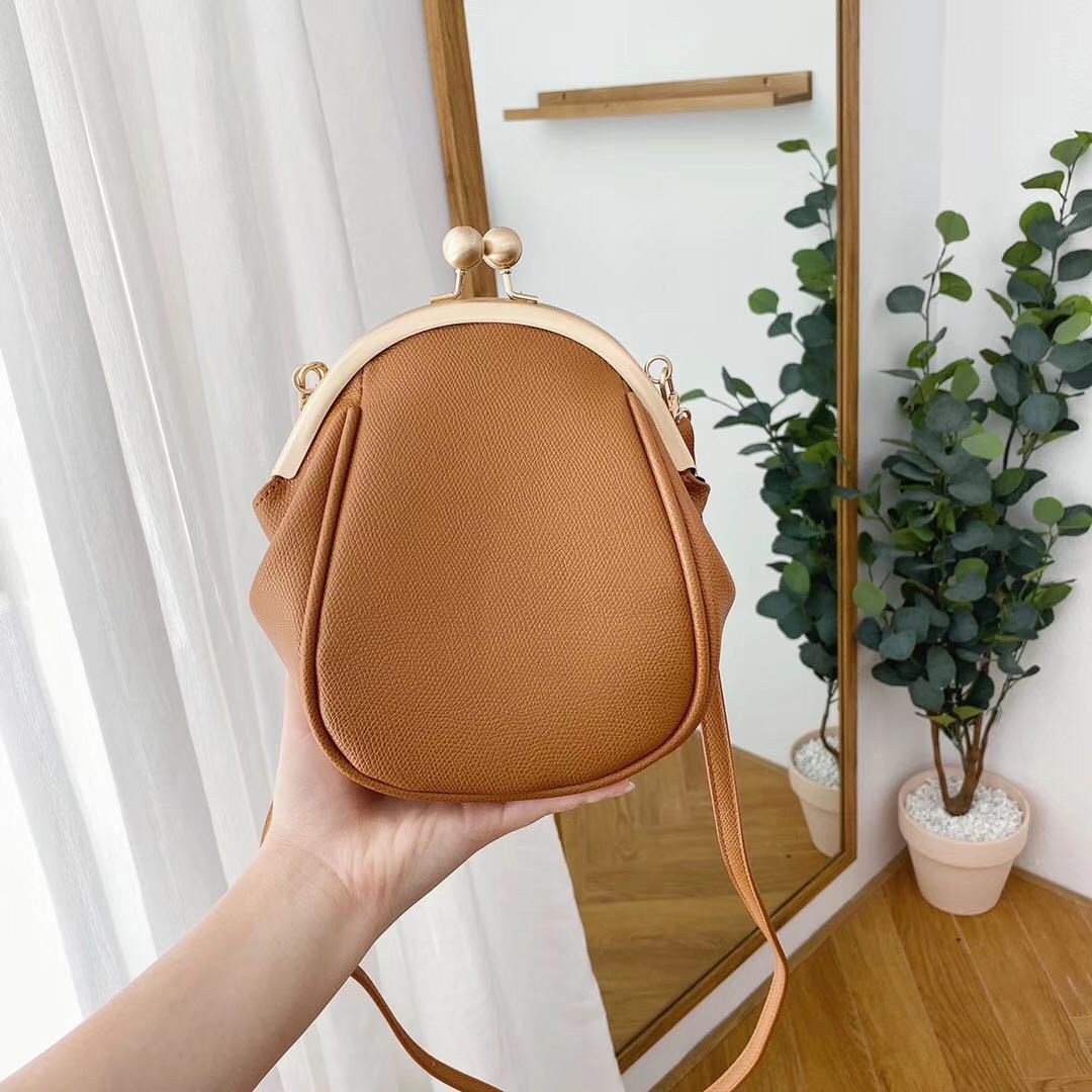 Exclusive Women's Simple One-Shoulder Messenger Bag — Beige — Top View