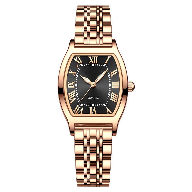 Exclusive Women's Simple Stainless-Steel Watch — Silver Streak White Noodles — Top View
